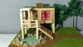 Miniatur tiny house dari stik es krim **3**DIY