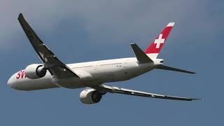 Swiss Boeing 777-3DE(ER) HB-JNK takeoff at Zurich Airport