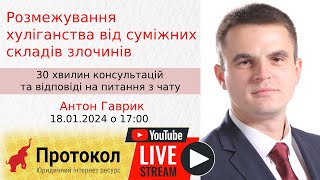 Розмежування хуліганства від суміжних складів злочинів - стрім з Антоном Гавриком на #Протокол