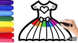 Princess Dress 👗 🥻 drawing white coloring How to draw Princess Dress kids step by step.