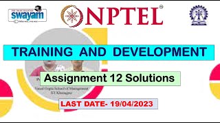 2023 || Nptel Training and Development || Week 12 Assignment Answers || Humanity || 100% Right