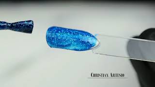 Ημιμόνιμο βερνίκι νυχιών Christian Artesio Νο 109 μπλε glitter, 10ml