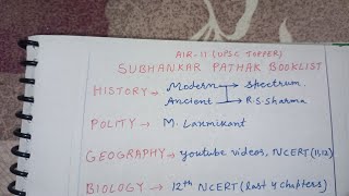 🔥 Shubhankar Pathak IAS Booklist for UPSC CSE | UPSC TOPPER BOOKLIST