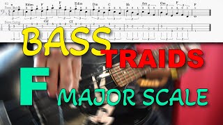 Bass F Major Scale Triads with Tabs