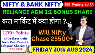 Nifty Prediction and Bank Nifty Analysis for FRIDAY 30 AUG 2024 | Nifty & Banknifty Tomorrow