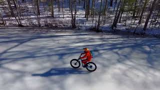 Fat Biking on an Icy Pond in Massachusetts