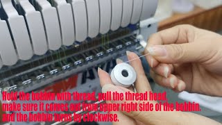 Single head embroidery Machine assemble series how to thread the bobbin