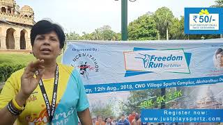 Marathon Ambassador - Dr Sunita Godara invites Runners for Freedom Run 2nd Edition