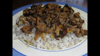 Рис с печеночным соусом - Rice with liver sauce.