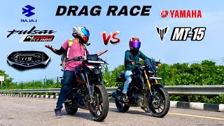 bajaj pulsar n250 2024 vs Yamaha mt-15 | drag race | meter unlocked 🔓