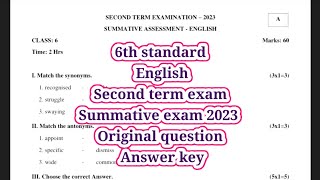 6th Standard English original question 2023 Second term summative Exam SCERT question