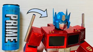 Homemade Optimus Prime Helmet using PRIME 🩵| Save Those Cans♻️