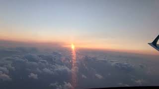 Sunset View from the Cockpit of a Private Jet Flying Near Washington DC