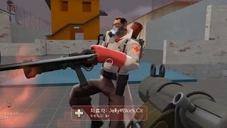 Team Fortress 2 Medic congaing and defeating enemy.