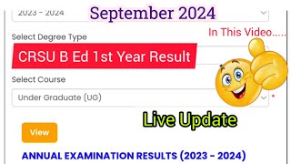 crsu b ed 1st year result 📢 Declared?? | crsu b.ed 1st year result 2024| crsu result kaise #crsubed