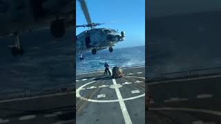 Hooking up the helo on raugh seas