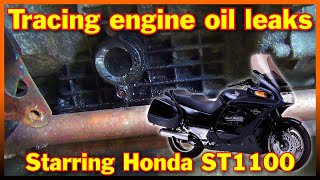 How to find an engine oil leak source on a motorcycle