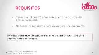 Pruebas acceso Universidad Pais Vasco 2014 Bilbao Formacion