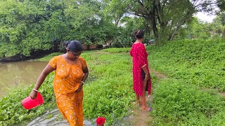 cute couple vlog/ आज हम लोग सब आए तालाब में नहाने) yah kaun sa food hai 😱) #couple ♥️