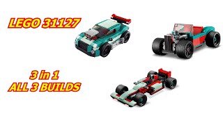 LEGO 31127 3 in 1 Street Racer Car ALL 3 BUILDS Unbox Stop Motion Build