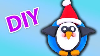 Christmas Penguin with Clay  Holidays 2022  How to make a plasticine Penguin DIY