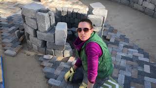 Herringbone Paver Pattern Step  4   Setting Pavers Progress