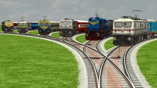 SIX INDIAN TRAINS CROSSING ON SINGLE BRANCHED 3D RAILROAD CROSSING TRACKS |Train Simulator