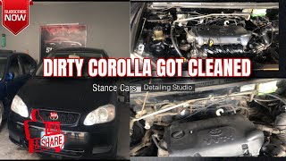 Dirty Corolla Comes in Our studio for engine bay and room detatiling👍