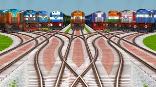 9️⃣ BHARTIYA TRAINS CROSSING ON BUMPY FORKED RAILROAD TRACKS DIAMOND CROSSING | Train Videos @NTG