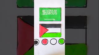 رسمت أعلام الدول العربية كلها💪😁منى بتلون الاعلام😍صوتولنا اول كومنت🇵🇸 رسم علم السعودية 🇸🇦 #رسم#shorts