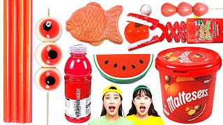 Red Color Food Mukbang Challenge by yomi yami