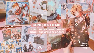 CONquest Genshin Haul + Unboxing ✨ (Fanart and Official Merch, Signed Thoma Print!)