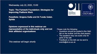 The Fairwork Foundation: Strategies for Improving Platform Work