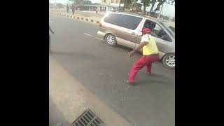 LASTMA Officials Punctures Car Tyre As Driver Almost Knocked Them Down To Evade Arrest