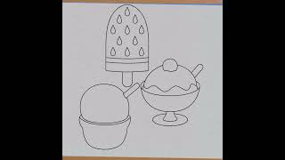 Icecream drawing painting and colouring for kids| How to make icecream step by step for beginners