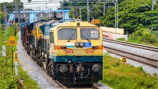 GOLDEN ROCK WDG 4 + WDG 4D powering a LOADED FREIGHT TRAIN | Indian Railways