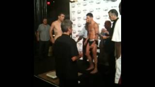 Romanian Super-Middleweight Ronald Gavril makes weight in Las Vegas.