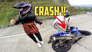 LADY RIDER CRASHED her Motorcycle | Mabuti naman at Mahina lang | RAW Video #2