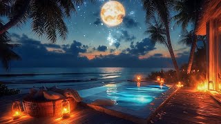 Coastal Night Harmony ASMR 🌊 Soothing Ocean Waves & Sound of the Sea Breeze  Resort ASMR