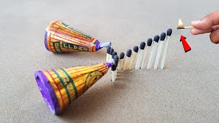 Matchstick Chain Reaction Domino Vs Diwali Crackers Amazing Experiment