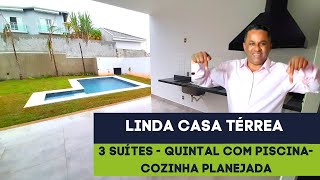 LINDA CASA TÉRREA COM 3 SUÍTES E PISCINA - CONDOMÍNIO CAMBARAH JARINU SP