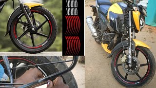 Tvs Rider 125cc Bike Rim Sticker Modified 🏍| How to Apply Bike Rim Sticker | Bike Stickering #rider