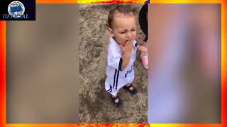 That's not for you! Hilarious moment toddler eats bread for a duck