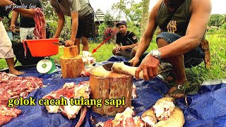 kemampuan golok memotong tulang keras kaki sapi