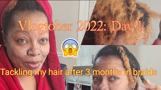 Vlogtober Day 1 ...Tackling my natural hair after 3 months in braids😫 #vlogtober2022 #naturalhair