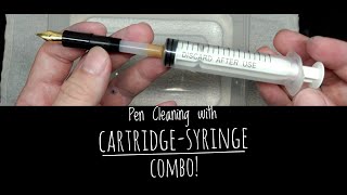 How to clean fountain pen with Syringe-Cartridge combo. (text narration only, no voice over)