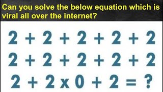 Tricky Viral Maths Equation Puzzle