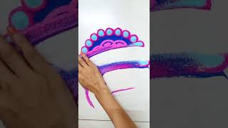 Easy Rangoli ideas with stencil | Reverse rangoli status #youtubeshorts #shorts #rangoli #kolam