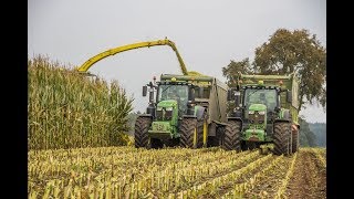 Mais Silage 2017 - Lohnunternehmen Schreglmann - John Deere 8600i + 6250R + 6215R  + 8130