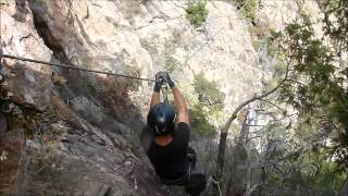 Tyrolliene on VIa Ferrata de Punta (Buccarona, Corse)